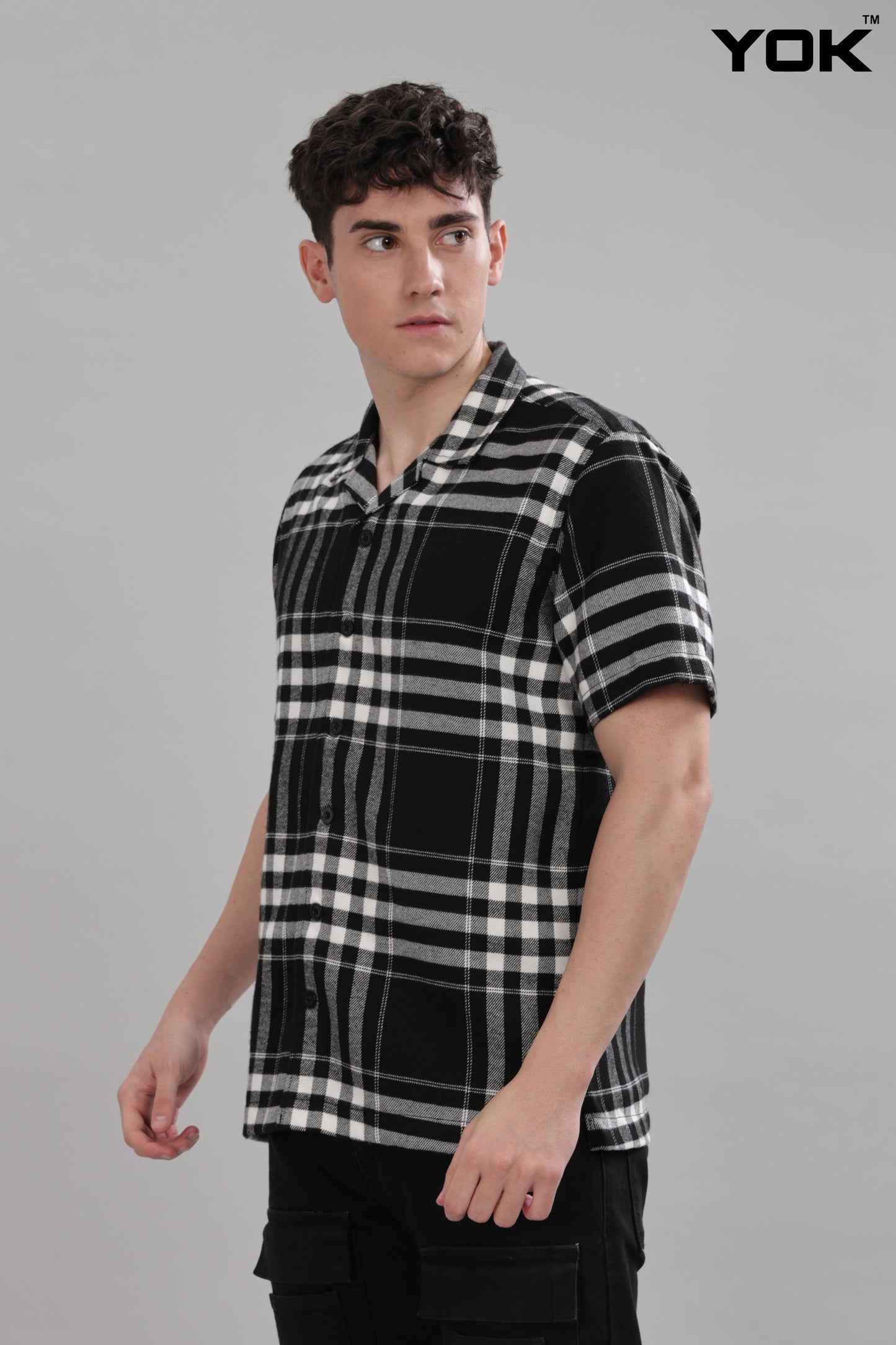 Black and Grey Check Shirt for Men