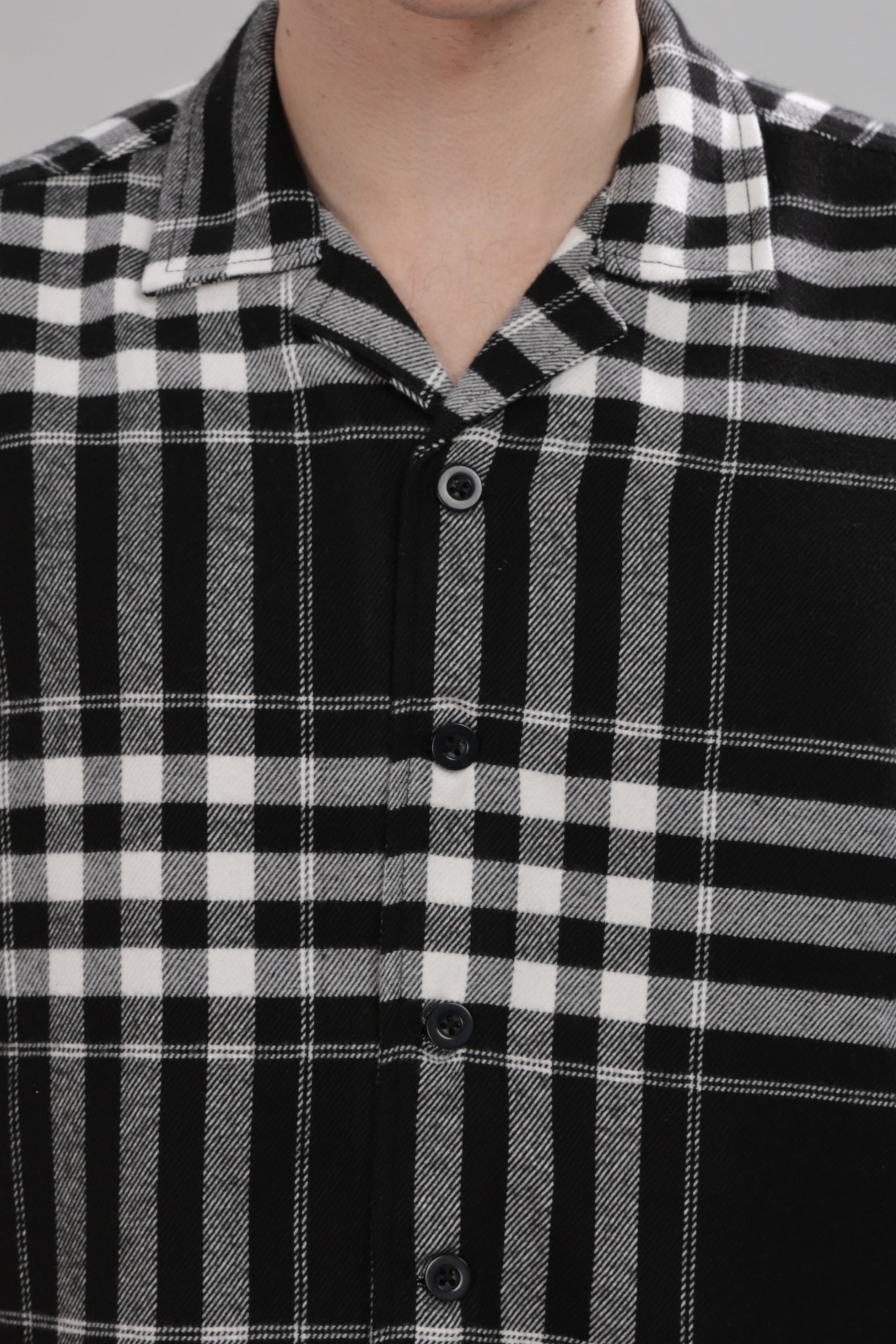 Black and Grey Check Shirt For Men